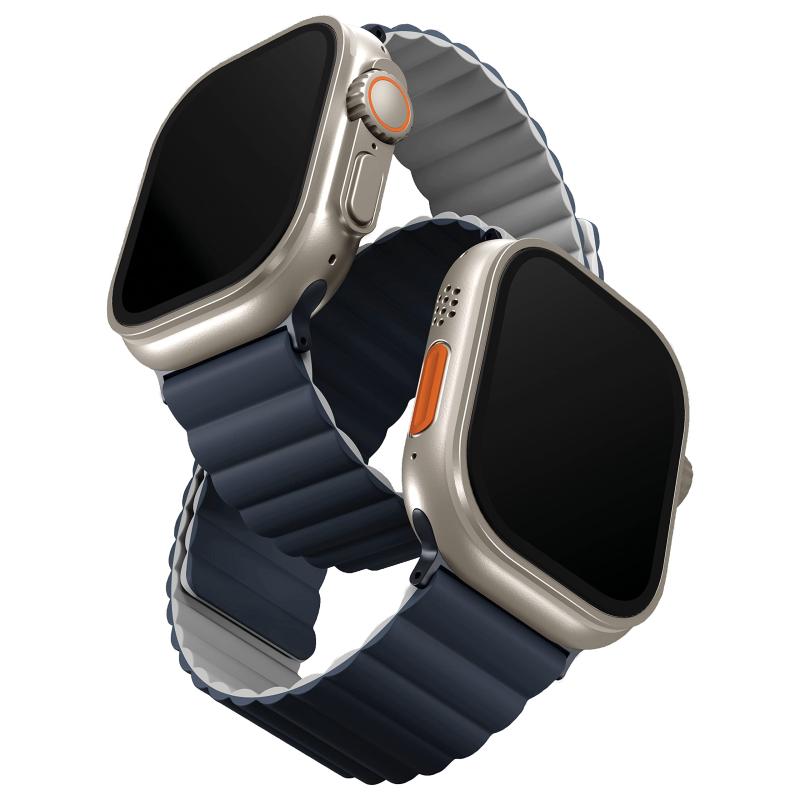 UNIQ Apple Watch バンド 49mm 46mm 45mm 44mm Series 11/10/9/8/7/6/SE/5/4/Ultra 3/Ultra 2/Ultra対応 マグネットシリコンバンド リバーシブル アップルウォッチ ベルト R
