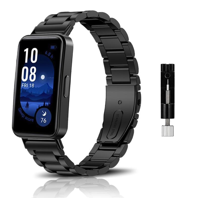  バンド HUAWEI Band 9 / HUAWEI Band 8 対応 ステンレス製 時計バンド 交換ベルト 金属ベルト メタルストラップ スマートウォッチバンド クイックリリースベルト バタフライバックル付き 調