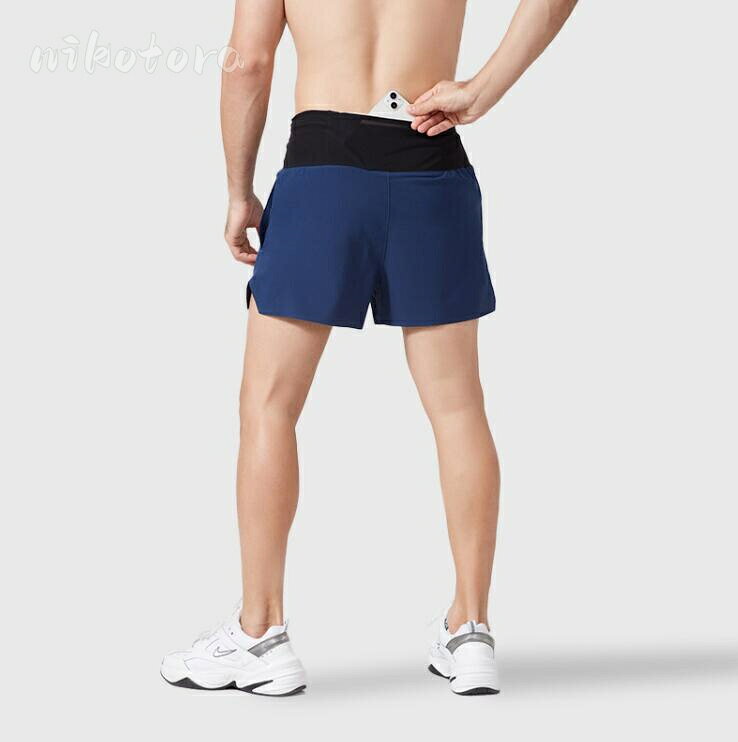 nikotoraの三分丈 ショートパンツ メンズ ランニングパンツ インナー付き ジムウェア トレーニングウェア フィットネスウェア スポーツウェア ウエストゴム 軽量 通気速乾 ポケット付き ジョギング ルームウェア 運動着 チノパン カジュアル 涼しい サーフパンツ 水陸両用 海水パンツ｜アングル3