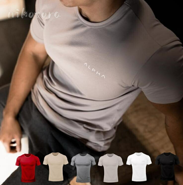 乐天商城 - メンズ Tシャツ カットソー クルーネック ティーシャツ トレーニングウエア フィットネスウェア スポーツウェア ジムウェア 無地 ジョギング ランニング インナー カジュアル ストレッチ オールシーズン 運動着 普段着 男性用 父の日 大きいサイズ 20代30代40代50代