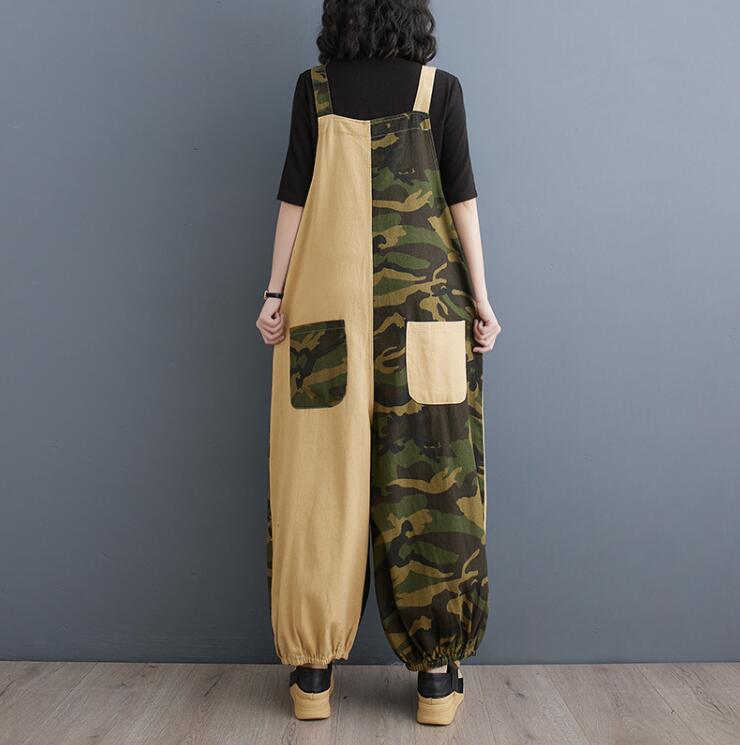 デニムサロペット パンツ レディース 夏 春 オールインワン ポケット付き パンツ 10分丈 無地 ボトムス レイヤード ドッキング 迷彩柄 サルエルパンツ ワイドパンツ ガウチョパンツ ゆったり 体型カバー 着痩せ カジュアル ズボン 通勤 通学 オフィス 女性 大きいサイズ