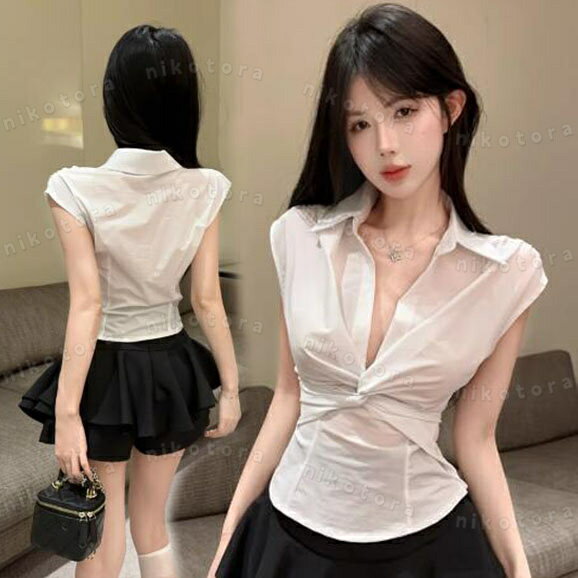 韓国ファッション シンプル パーティー 長袖シャツ セクシー lady-2284.jpg