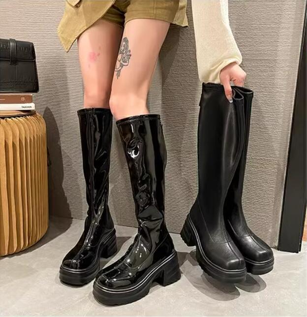 レディースブーツ ロングブーツ ジョッキーブーツ サイドゴアブーツ エンジニアブーツ ウエスタンブーツ 大きいサイズブーツ 黒 ミドルブーツ 厚底靴 チャンキー...