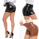 レザーパンツ ホットパンツ PUショートパンツ タイト レディース 細見え ハイウエスト フェイクレザー カジュアル 着痩せ 演出 ダンス衣装 ヨガ 大きいサイズ