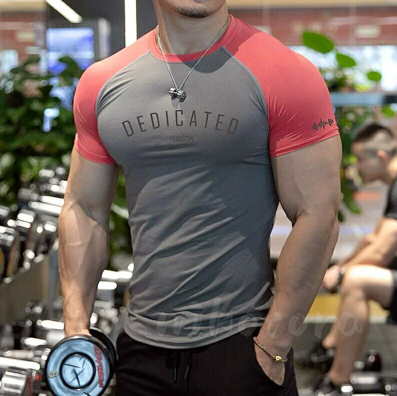 乐天商城 - バイカラー 半袖 Tシャツ トップス メンズ 20代30代40代50代 春夏 フィットネスウェア トレーニングウエア クルーネック ティーシャツ 筋トレ スポーツウエア ジムウェア ジョギング 運動 ランニング カジュアル おしゃれ
