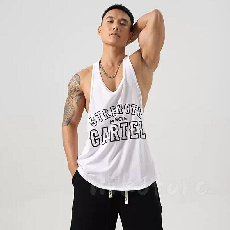 乐天商城 - 英字柄 ジムウェア Tシャツ ノースリーブ タンクトップ メンズ トップス トレーニングTシャツ フィットネスウェア 吸汗速乾 ストレッチ 薄手 カジュアル 男性用 スポーツウエア 筋トレ ジョギング 運動 ランニング おしゃれ 春夏