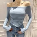 オフショルダー Tシャツ トップス レディース 長袖 スリムフィットTシャツ 薄手 シンプル タイト レオタード 着痩せ インナーウェア セクシー 通学 通勤 ...