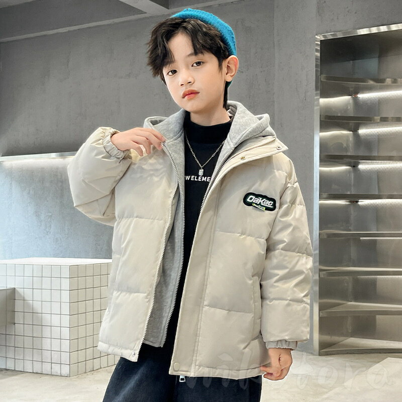 Quilting - キッズ アウター 冬 フェイクレイヤード 中綿コート 中綿ジャケット 長袖 ブルゾン ジャンパー フード付き 子供服 男の子 キッズ ジュニア服 あたたかい 厚手 綿入れ 防風 防寒着 カジュアル 通勤 通学 おしゃれ 秋冬
