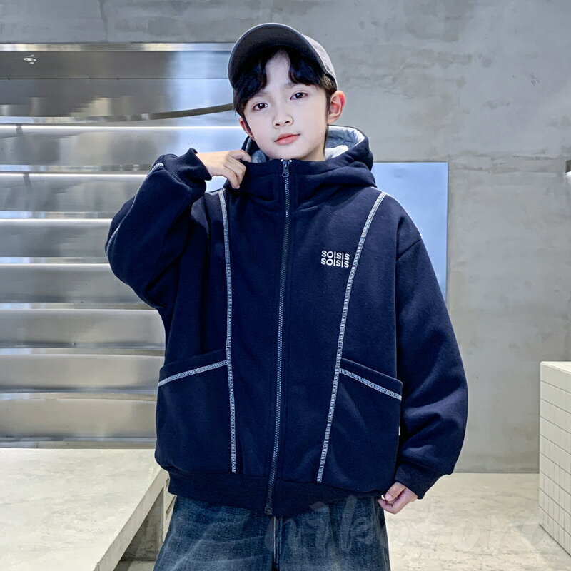 パーカー キッズ服 ジュニア服 長袖 ジャケット 男の子 アウター 秋冬 フード付き パーカー ブルゾン 裏ボア 裏起毛 フリース 厚手 防風 防寒着コート スタジャン ジップアップ 男児 子ども服 卒園式/入学式 通園 通学 普段着 カジュアル