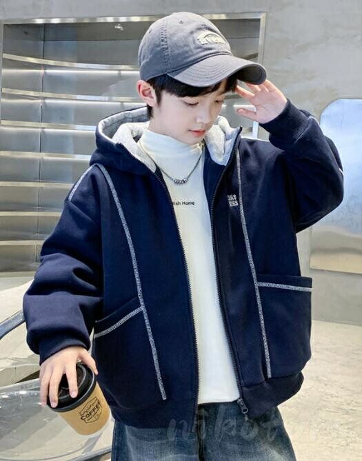 パーカー キッズ服 ジュニア服 長袖 ジャケット 男の子 アウター 秋冬 フード付き パーカー ブルゾン 裏ボア 裏起毛 フリース 厚手 防風 防寒着コート スタジャン ジップアップ 男児 子ども服 卒園式/入学式 通園 通学 普段着 カジュアル 2