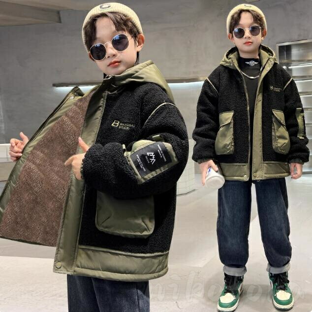 ボアコート ボアジャケット キッズ 子供服 男の子 キルティングコート 綿入り 中綿コート 中綿ジャケット 韓国こども服 防風 暖かい 厚手 あつたか フード付き 防寒着コート ジップアップ お出かけ 可愛い 通園 通学 秋冬