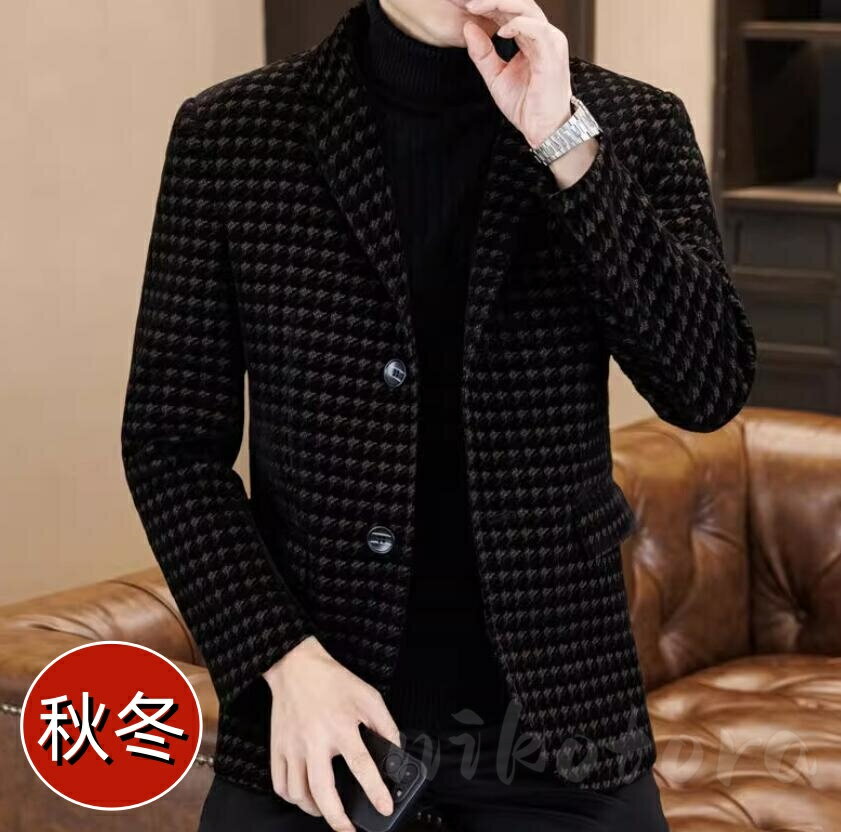 千鳥柄チェスターコートメンズテーラ...