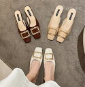 ローヒール3cm ミュール パンプスサンダル スリッパサンダル シンプル シューズ スクエアトゥ かかとなし サボサンダル バブーシュ フォーマル オフィスサン...