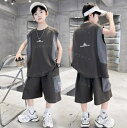 ノースリーブ 上下2点セット ジャージ 半袖Tシャツ ショートパンツ セットアップ 夏服 キッズ 男の子 韓国子供服 スウェット ボーイズ スポーツウェア トレーニングウェア 運動着 ゆったり カジュアル 普段着 通学着 ジュニア服 110-170cm