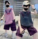 ジャージ 上下セットアップ 夏新作 ノースリーブTシャツ タンクトップ ショートパンツ スウェット ボーイズ 2点セット 吸汗 薄手 涼しい スポーツウェア ト...