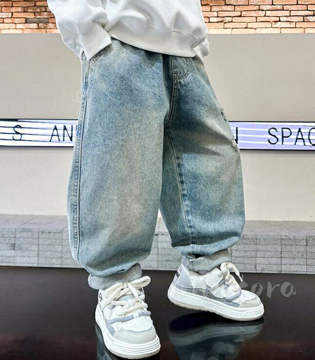 Denim - 120-170cm デニムパンツ 子供服 男の子 デニム ボトムス デニムパンツ ゆったり 長ズボン ロングパンツ ジーンズ ジーパン ズボン 男児 ジュニア カジュアル 韓国 通学 通園 お出かけ