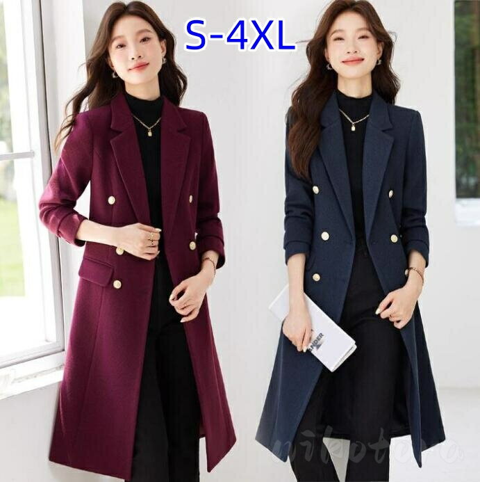 4color レディース テーラードジャケット ダブルブレスト 長袖 スーツ ジャケット ブレザー 無地 ミデ..