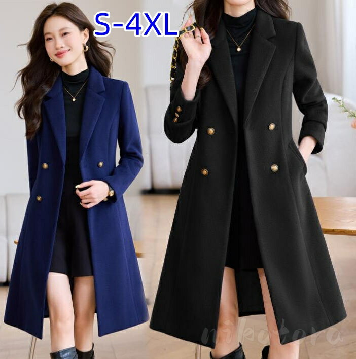 【S-4XL】 スーツ ジャケット レディース 春秋新作 ダブルブレスト テーラードジャケット ブレザー 無地 シンプル カジュアル トップス コート ミディア...