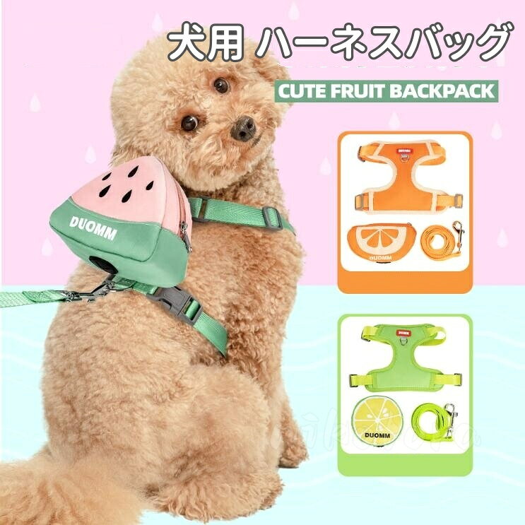 カバン付き ハーネス リード 小型犬 中型犬 犬用 猫用 かわいい おしゃれ 脱げない 抜けにくい メッシュ 通気性抜群 蒸れない 調節可能 引っ張り防止 散歩 出かけ用 外遊び アウトドア 公園
