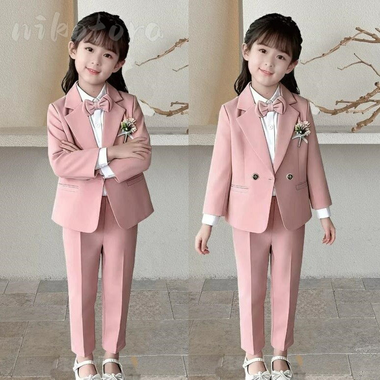 Rakuten - 80 90 100 110 120 130 140 150cm 女の子 フォーマルスーツ セットアップ ジャケット パンツ 子供 2点セット パンツセット パンツスーツ カジュアル 中学生 小学生 入学式 卒業式 発表会 結婚式 七五三 お宮参 お受験 発表会 上下セット 誕生日プレゼント