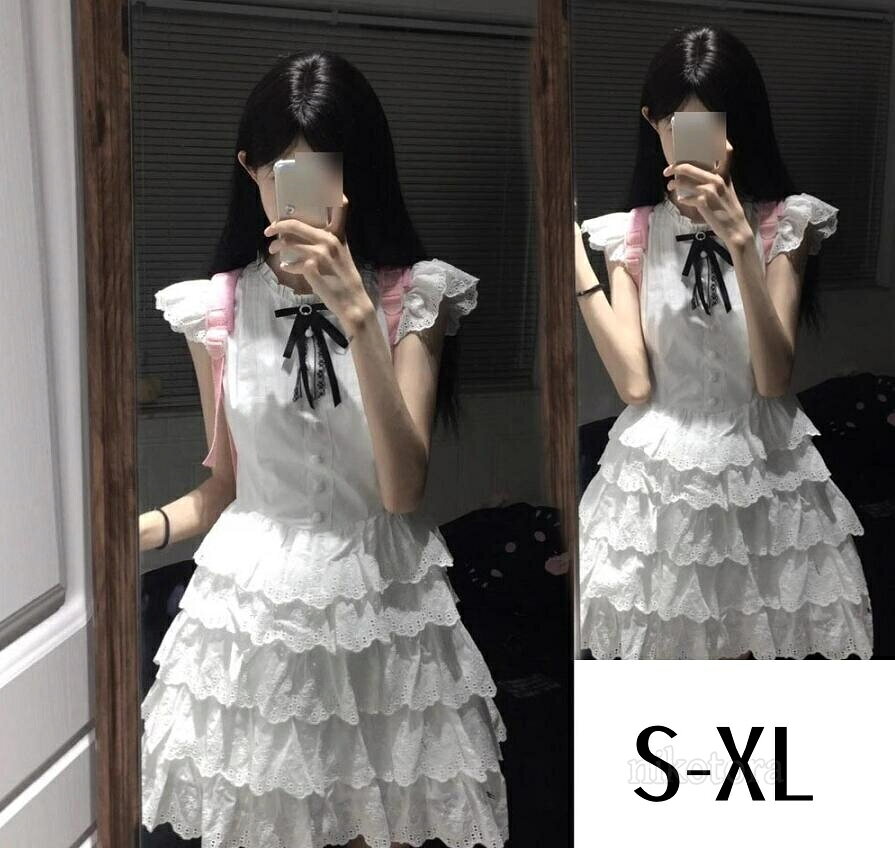 乐天商城 - レディース ワンピース 半袖 フライングスリーブ ラウンドネック ケーキスカート リボン ショート丈 Aライン スリム 細身 きれいめ 上品 おしゃれ お洒落 大人可愛い 無地 ホワイト シンプル カジュアル エレガント デート 女子会 リゾート ディナー 写真撮影