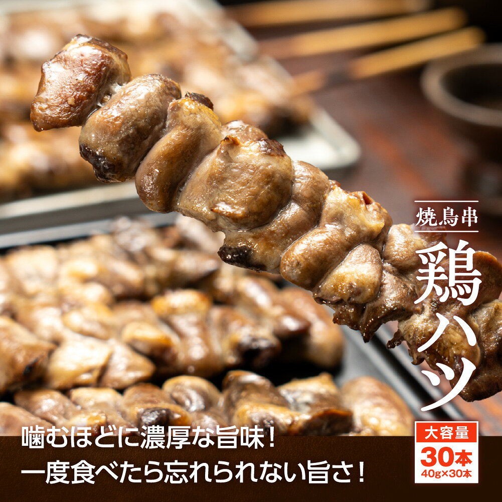 焼き鳥串 鶏ハツ 1.2kg 40g×30本 冷凍 食品 やきとり