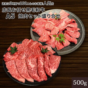 黒毛和牛 A5等級 店長おまかせ焼肉セット 500gセット 盛り合わせ 500グラム