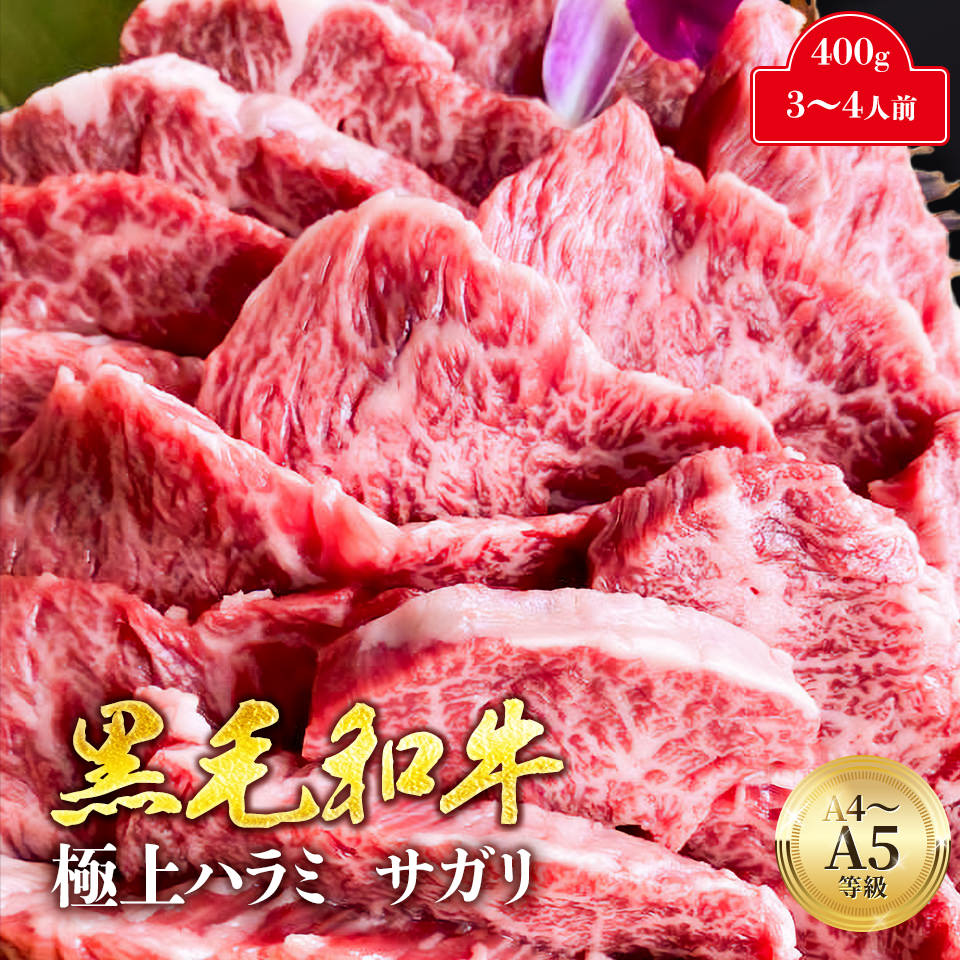 本物の黒毛和牛ハラミ A4 A5 等級 ハラミ サガリ 焼肉用 400g 黒毛和牛 焼肉 焼き肉 ハラミ肉 サガリ肉 国産 国産牛 和牛 牛肉 肉 冷凍 通販 ...