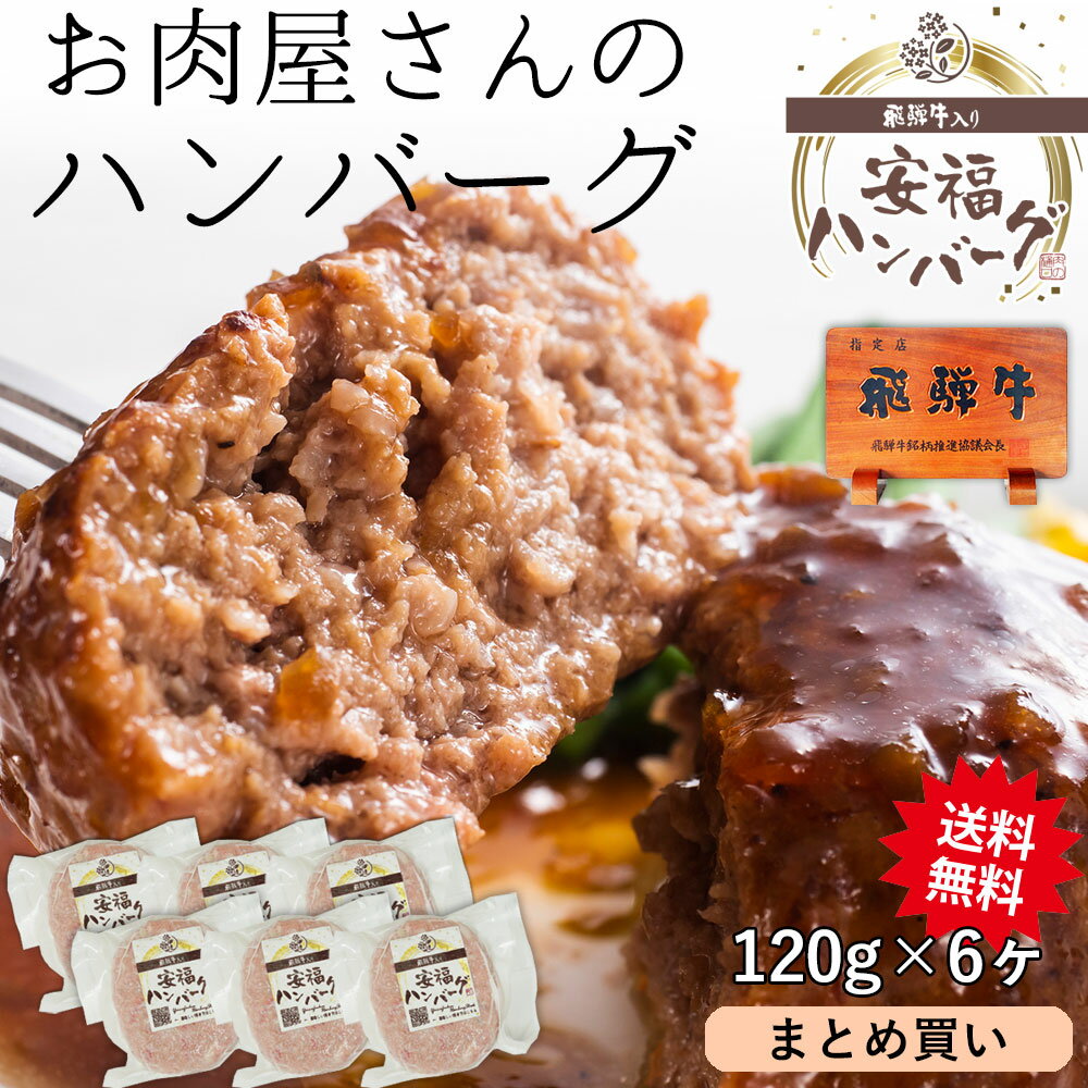 ハンバーグ ギフト 飛騨牛入り 安福ハンバーグ 120g×6ヶ 送料無料 肉 ギフト ハンバーグ お肉 セット 合挽ハンバーグ 国産和牛 国産牛 国産豚 冷凍食品 冷凍総菜 お弁当 焼くだけ レシピ付 簡単調理 お買い得 ひぐちのギフト