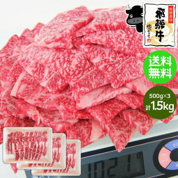 肉のひぐち 焼き肉 焼肉 肉 飛騨牛 カルビ 焼肉用 500g×3パック ギガ盛り 送料無料 計1.5kg まとめ買い 1キロ 1kg 以上 カルビ 焼肉 おうち焼肉 おうち焼き肉 お肉 BBQ バーベキュー 和牛 黒毛和牛 ブランド牛 牛肉 肉 メガ盛り テラ盛り 焼肉セット