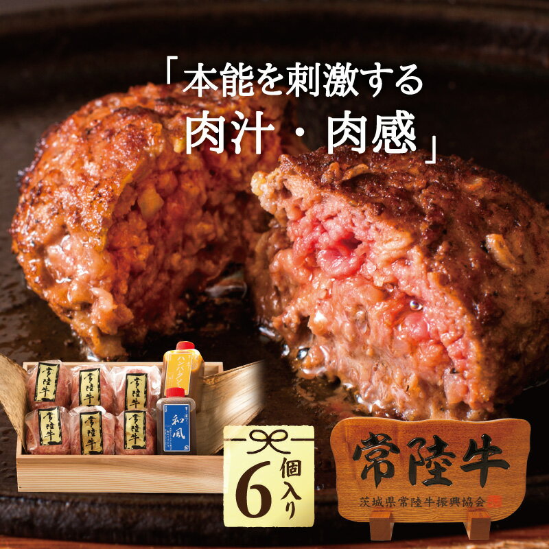 【木箱】 常陸牛 ハンバーグ 【100g×6個】【送料無料】手造りタレ付き ホワイトデー 2021 ギフト 手造りタレ付き 冷凍