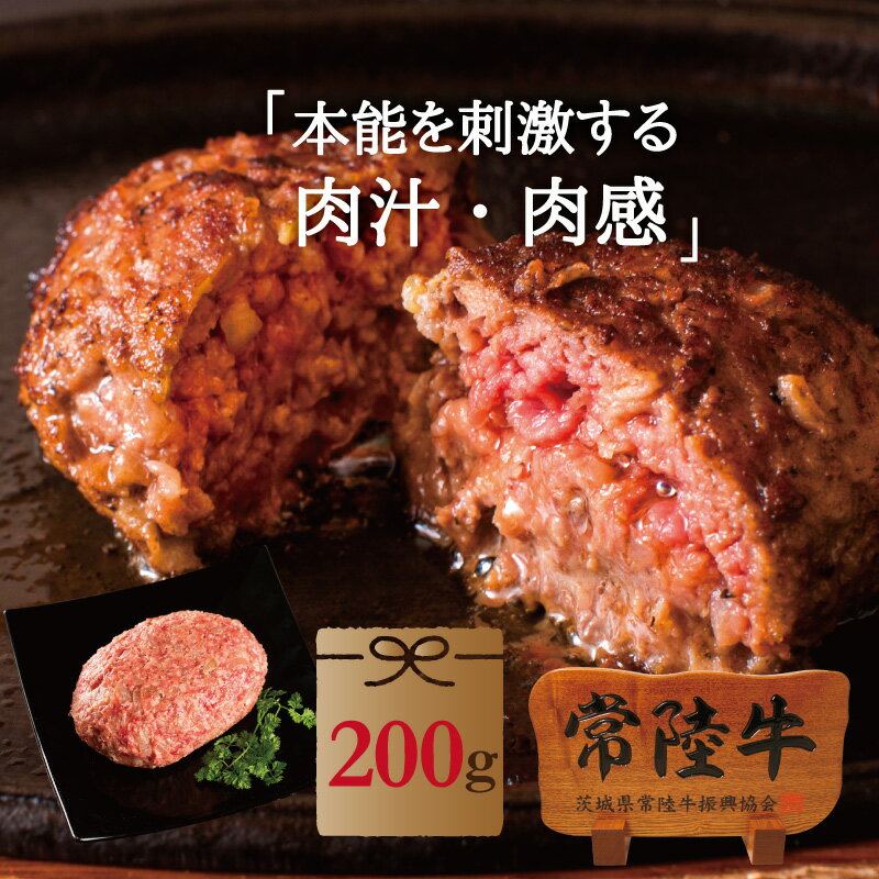 ハンバーグ 無添加 常陸牛 100% ハンバーグステーキ 200g 単品 お試し 手捏ね 手造り 茨城ブランド牛 国産 黒毛和牛 冷凍 肉汁 自宅用 一人暮らし