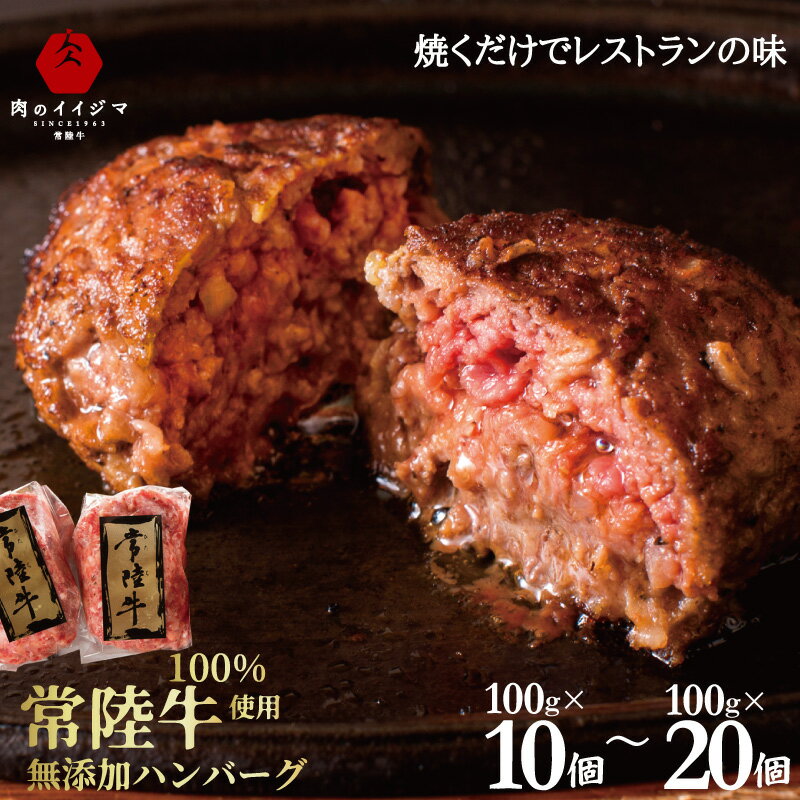 無添加 常陸牛 ハンバーグ 100g×10個入り 送料無料 肉 お試し 冷凍 牛肉 ブランド牛 和牛 自宅用 一人暮らし