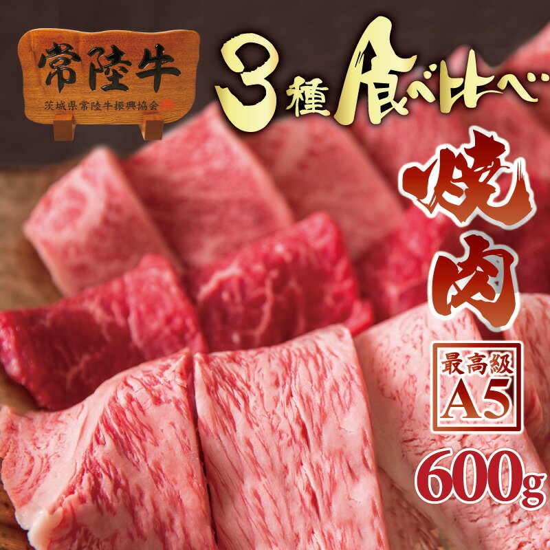 バーベキュー bbq 焼肉 セット送料無料 常陸牛 A5 焼肉 3品盛り合わせ 食べ比べセット 600g 黒毛和牛 カルビ サーロイン もも 肉 おうち時間 在宅応援 自宅用