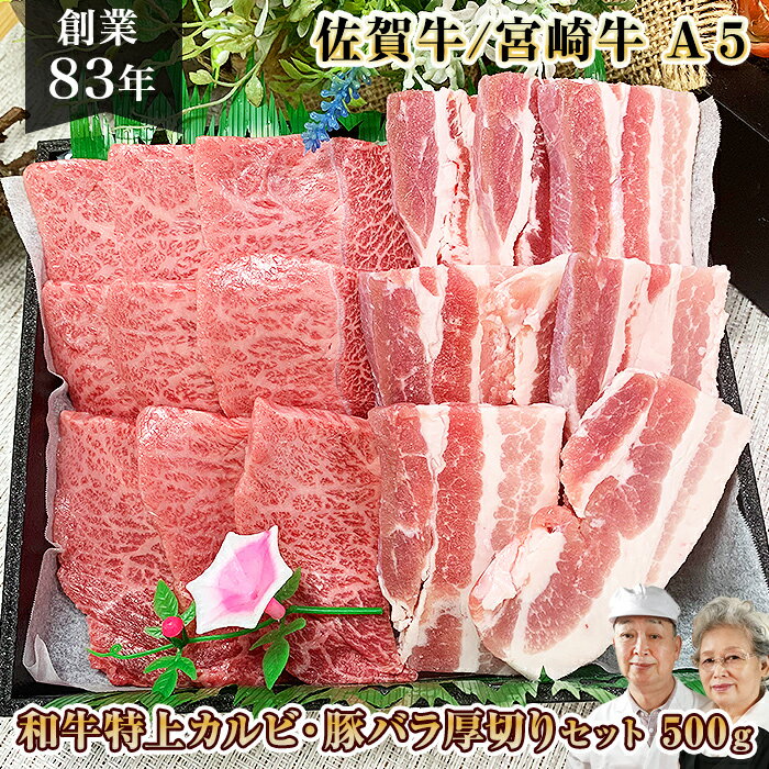 40 還元 佐賀牛 宮崎牛 A5 和牛カルビと銘柄豚の焼肉セット 500g鹿児島 佐賀牛 豚 A5 鹿児島県産 国産豚 お中元ギフト お中元 九州産 和牛 高級 ギフト お祝い お礼 内祝い 美味しい 牛肉 御祝 お返し 誕生日 お父さん ゴルフ 内祝い 焼き肉 肉のやまだ屋本店送料無料