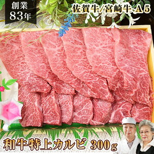 【ポイント20倍】 佐賀牛 宮崎牛 A5 特上カルビ 300g 黒毛和牛 和牛 霜降り ロース バラ ひとり 焼肉 焼き肉 牛 牛肉 国産 高級 肉 お肉 ギフト 九州 贈答品 食品 グルメ 贈答 人気 送料無料 バレンタイン 卒業 お祝い