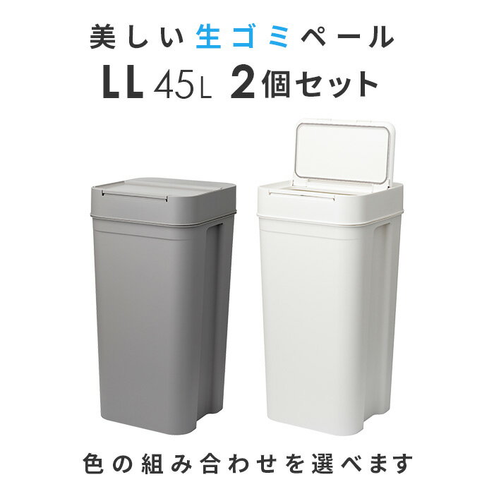 【2個セット】ゴミ箱 密閉ダストボックス パッキン付き【45L】ふた付き 生ゴミのニオイがもれない おむつペール おしゃれ 分別 Seals シールズ ホワイト 白 グレー プッシュ キッチンペール ペット用 ごみ箱 シンプル 日本製 i31 kd2 kd3