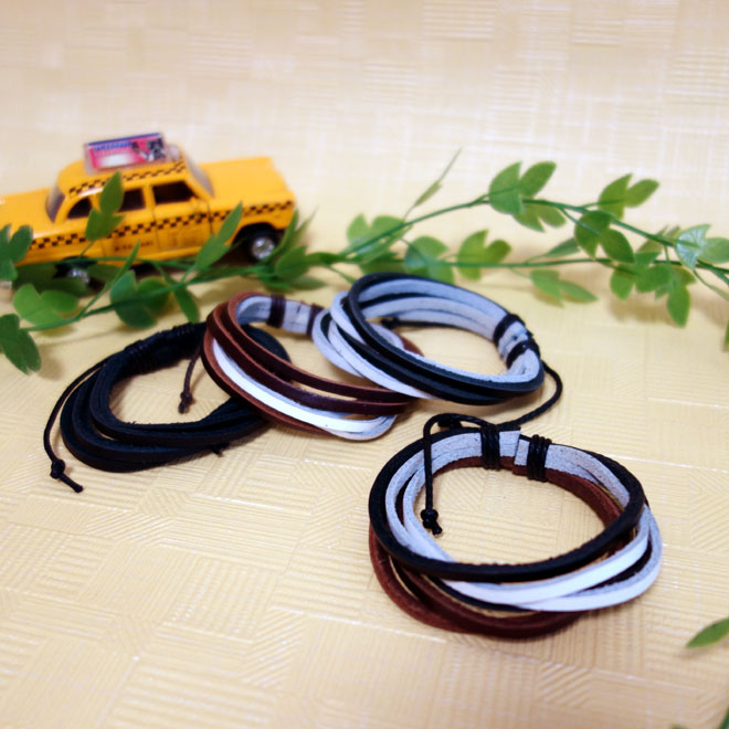 メンズ ブレスレット レザー 革 サイズ調整可能 ワックスコード (コットンコード 刻みタイプ) ブレスレット ブレス メンズ 革 レザー メンズファッション ...
