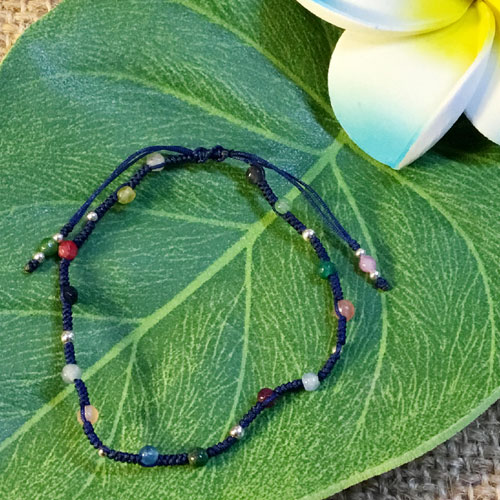 シルバー925 ブレスレット ナイロンコード シルバー&カラフルビーズ プチプラ ブレス カジュアル メンズ レディース 男女兼用 ペア エスニック アジアン ...