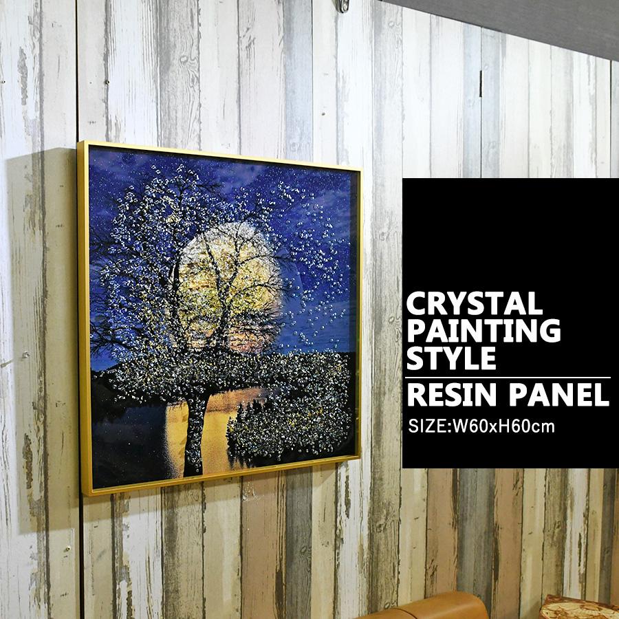 アートパネル 60×60 水晶絵 KH1097 月 ムーン 月夜 神秘的 壁掛けパネル 絵 玄関 ギフト モダン おしゃれYMスペース