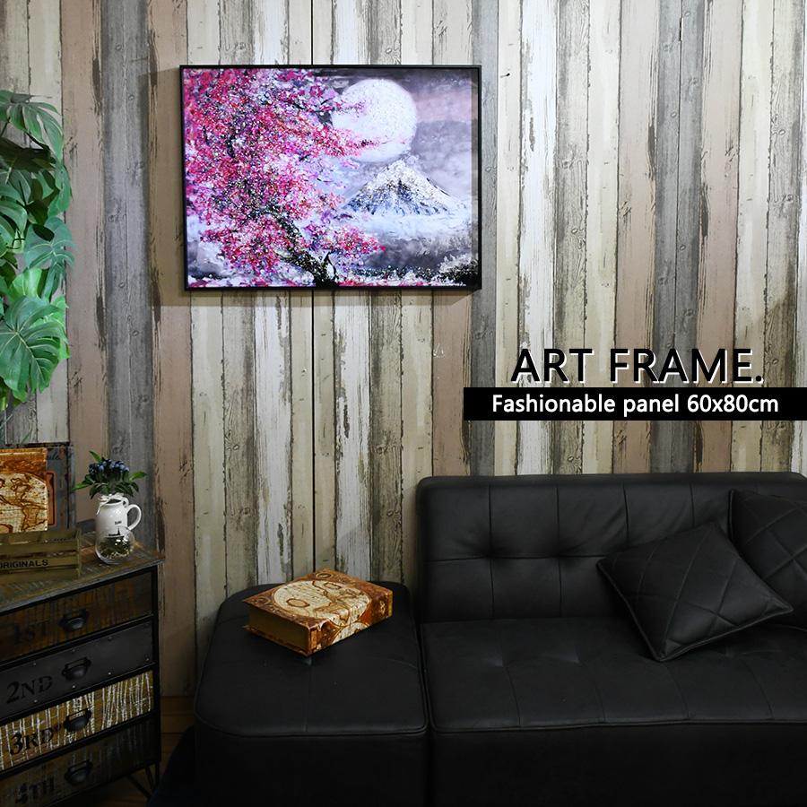乐天商城 - アートパネル 60×80 水晶絵 KH625 風景 桜 月 富士山 壁掛けパネル 絵 玄関 インテリア ギフト モダン おしゃれ YMスペース