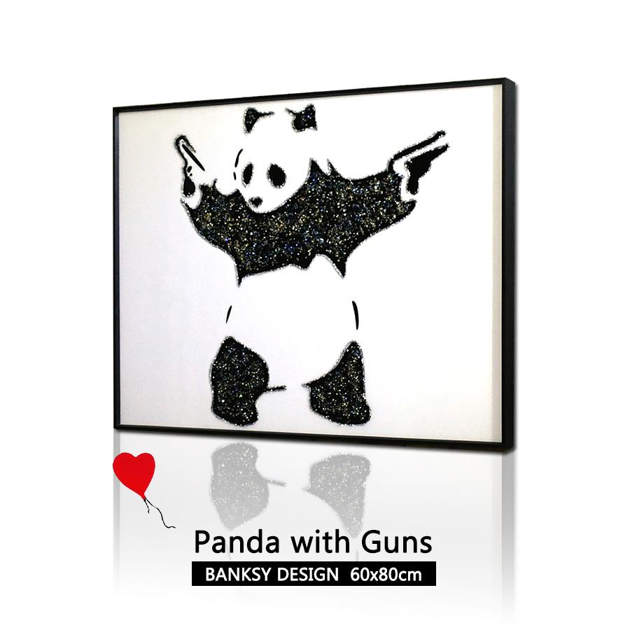 アートパネル 60×80 水晶絵 KH267 バンクシー パンダ 動物 壁掛けパネル 絵 玄関 インテリア ギフト モダン おしゃれ YMスペース [2]