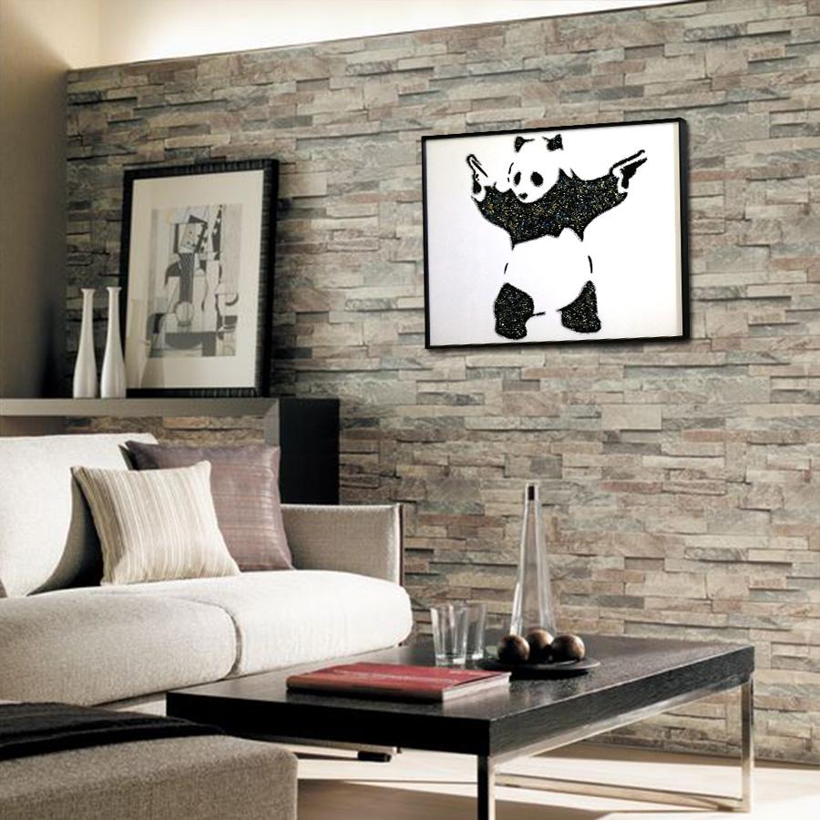 アートパネル 60×80 水晶絵 KH267 バンクシー パンダ 動物 壁掛けパネル 絵 玄関 インテリア ギフト モダン おしゃれ YMスペース [3]
