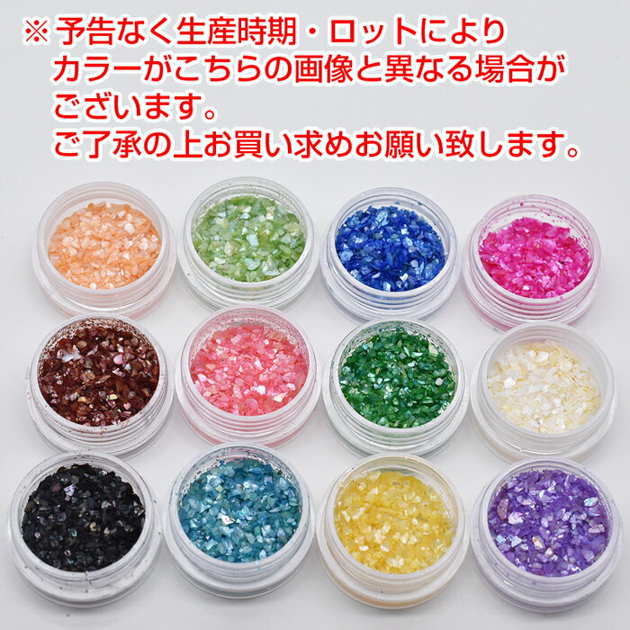 【2セット】 シェルパウダー 12色 | 12色セットのシェルパウダーでおしゃれに！ / シェルパウダー シェルフレーク ジェルネイル クラッシュシェル シェル ネイル 12色 レジン液 素材 ネイルアート 貝 封入パーツ ネイルパーツ 材料 ホログラム