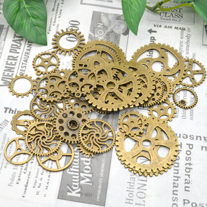 【2セット】 歯車パーツ 金古美 | 歯車で素敵にアレンジ♪ / パーツ 歯車 材料 レジン用パーツ レジンレシピ レジン ネックレス チャーム UVレジン レジン用品 素材 ハンドメイド 手芸 アクセサリー セット