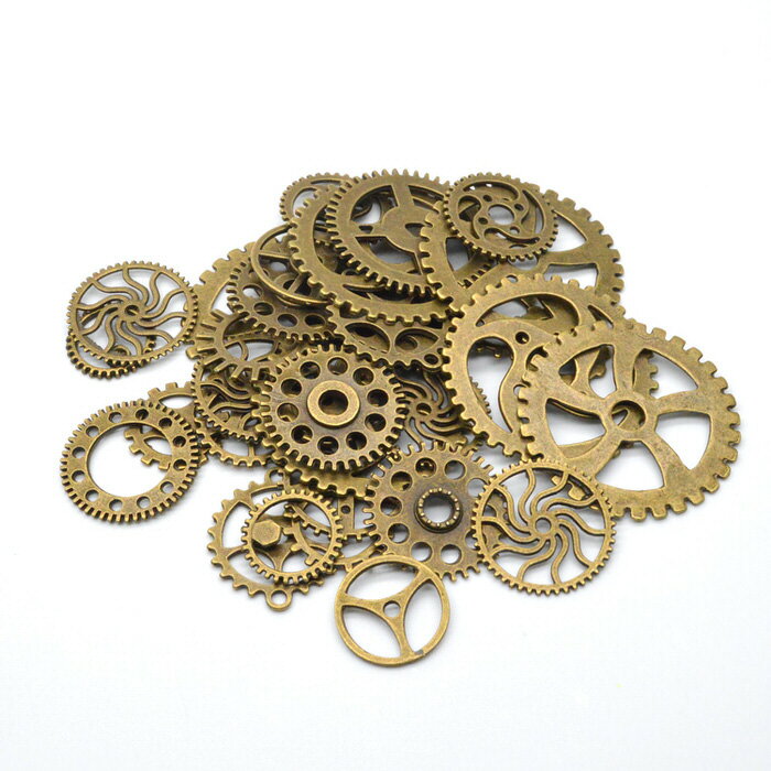 【2セット】 歯車パーツ 金古美 | 歯車で素敵にアレンジ♪ / パーツ 歯車 材料 レジン用パーツ レジンレシピ レジン ネックレス チャーム UVレジン レジン用品 素材 ハンドメイド 手芸 アクセサリー セット