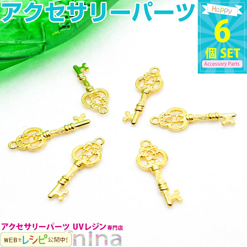 楽天レジンアクセサリーパーツのニーナ【2セット】 チャーム キー ゴールド カン付き 6個セット | キーチャームで可愛くアレンジも！ / キーチャーム ゴールド レジン液 アクセサリー 材料 お得 金 UVレジン液 ペンダント レシピ レジン ハンドメイド ネックレス UVレジン 手芸