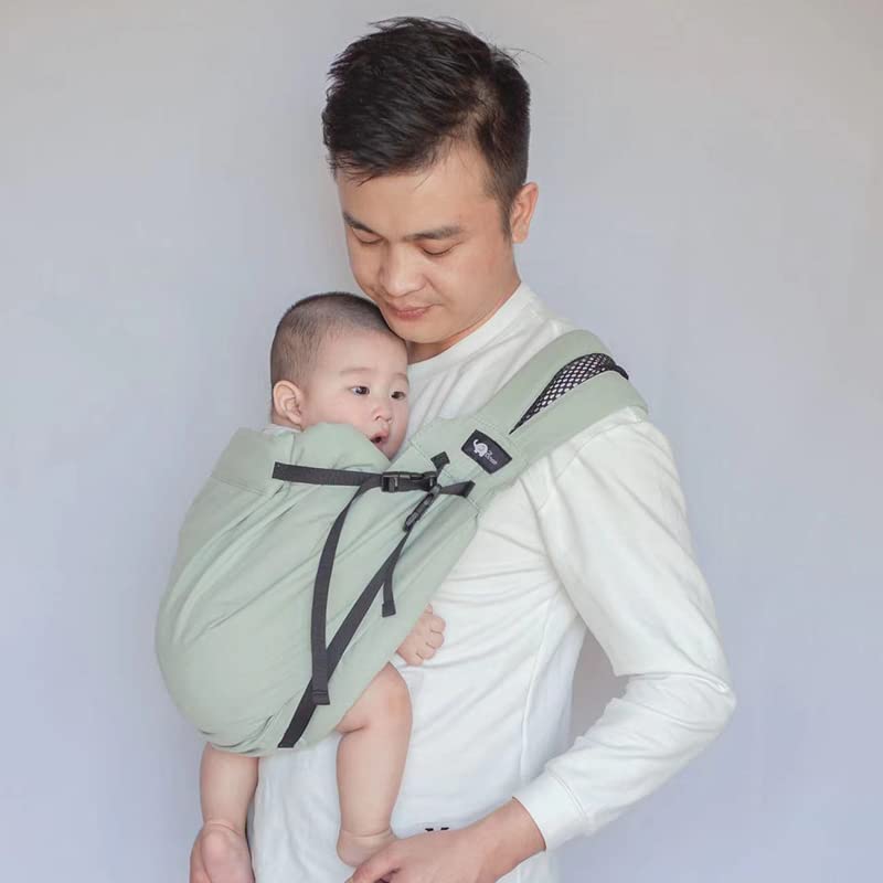 色：グリーン ベビースリング 新生児 成長に合わせて使える 育児のリュックサック、お母さんの片肩の抱っこひも、0-6歳の赤ちゃんに適しています (グリーン)