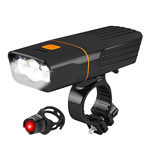 色：2600mAh 自転車ライト 自転車ヘッドライト USB充電式 LED ライト 5200mA/2600mA大容量 高輝度 1200ルーメン 3モード点灯 300メートル以上照射 IPX6防水 ロードバイク ライト 懐中電灯兼用 多用途 着