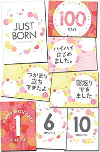 Babystity 月齢フォト カード マンスリーカード 24面12枚 赤ちゃん 写真 (Pattern_girl)